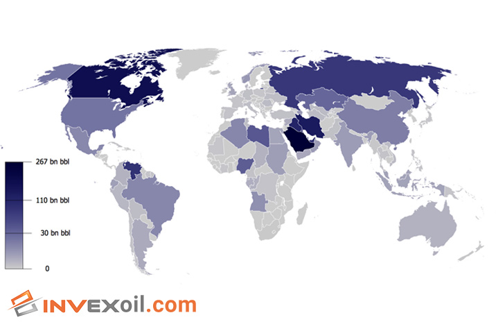 Map of oil distribution in the world